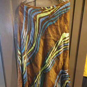 Valerie Stevens brown linen silk skirt 40" long